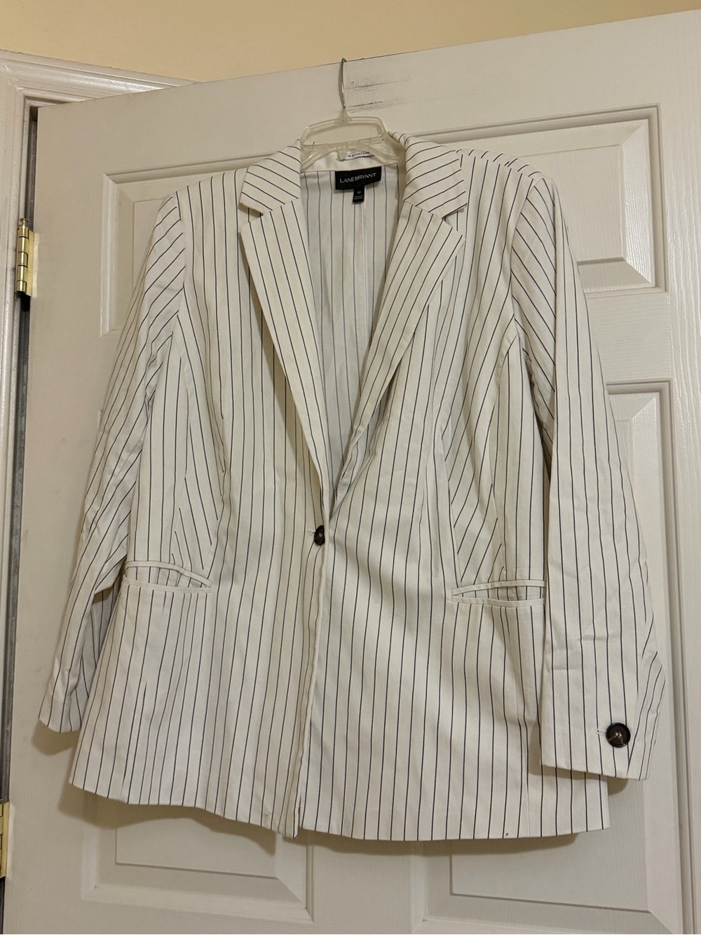 Lane Bryant The Bryant Blazer White & Black Pinstriped Blazer Size 20